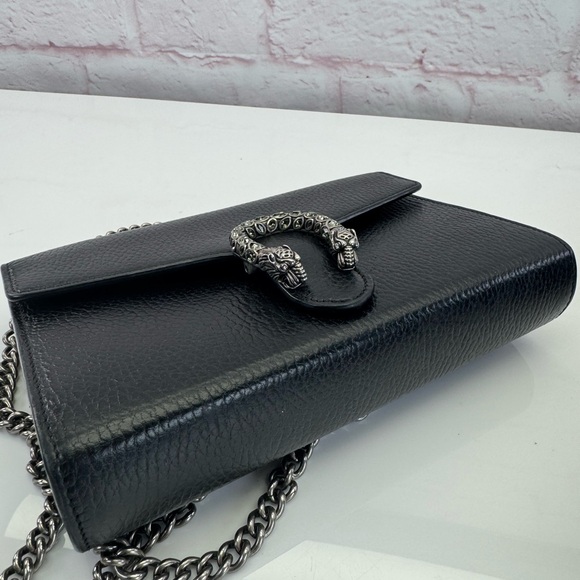 Gucci Black Pebbled Leather Dionysus Mini Wallet On Chain Bag - Picture 6 of 16